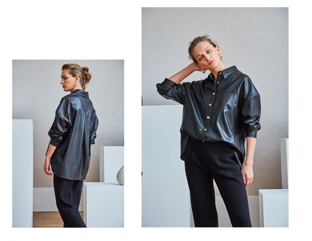 OVERFIT FAUX-LEATHER SHIRT