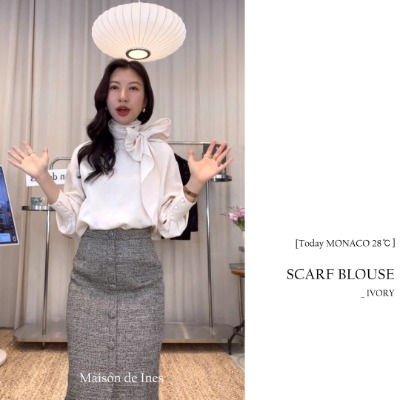 [ON AIR] SCARF BLOUSE_IVORY