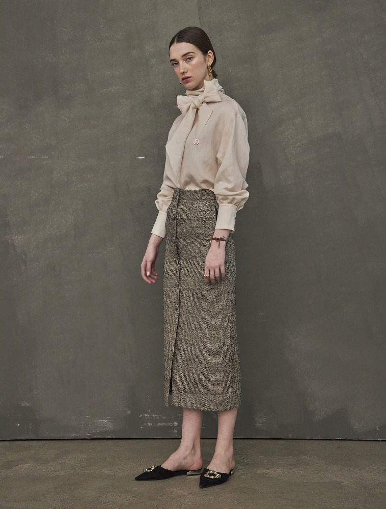 TWEED BUTTONED SKIRT