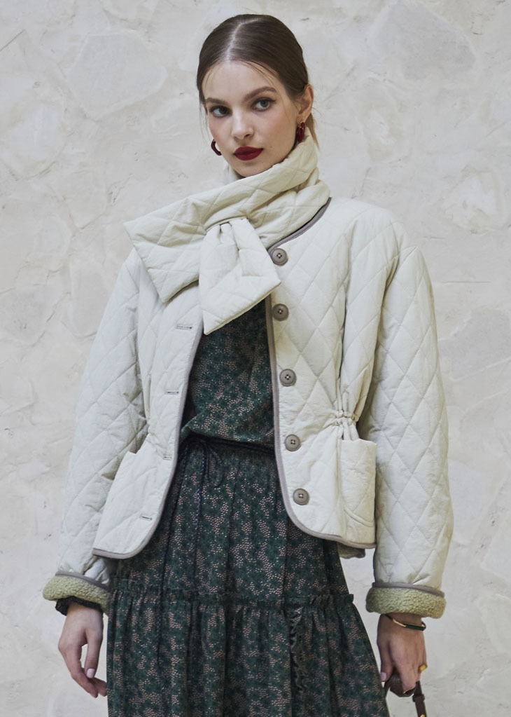 QUILTED SHORT PADDED JACKET_IVORY