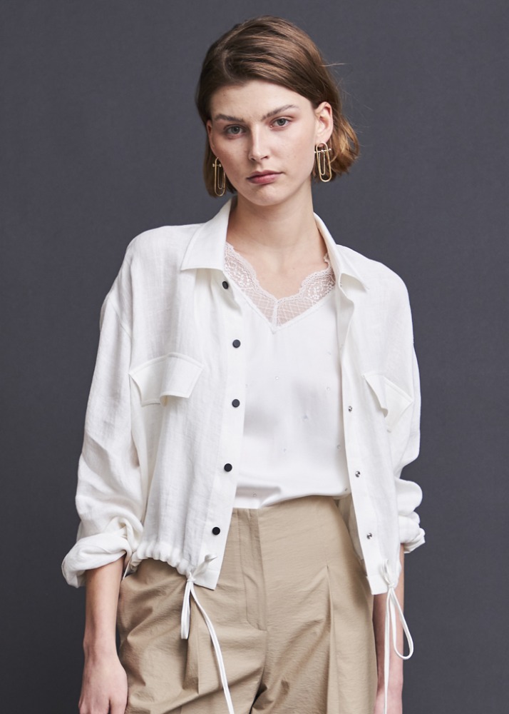 STRING CROP OUTER SHIRT_WHITE